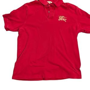 Burberry of London, red polo size medium, large emblem